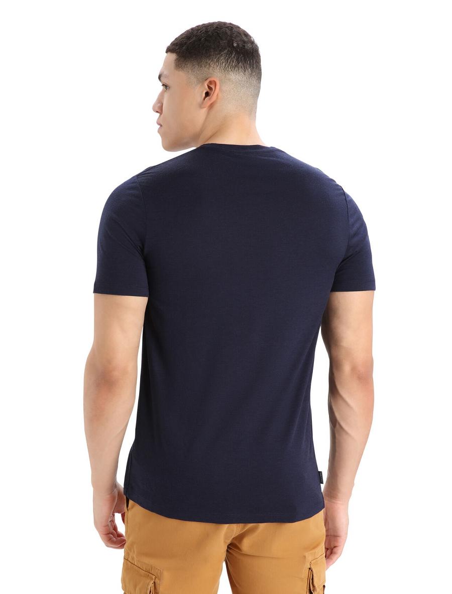 T Shirts Icebreaker Merino Tech Lite II Corta Sleeve Skiing Yeti Homme Bleu Marine | FR 1209EBCX